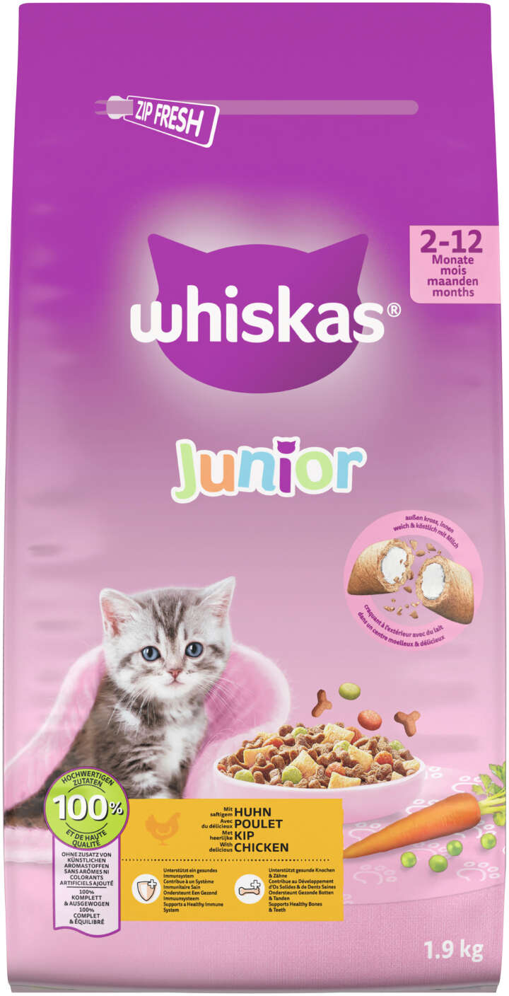 whiskas Katzen-Trockenfutter Junior mit Huhn